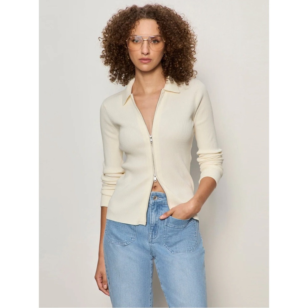 Sanctuary | NWT Only Yours Ribbed Zip Sweater‎ in Collagen (Cream) Size M